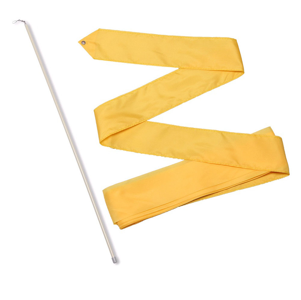 Лента гимнастическая с палочкой 56см, длина 6м, желтый