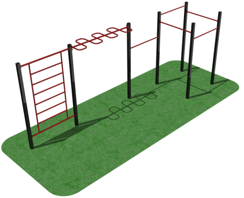 Комплекс для воркаут - 5 турников, шведская стенка, рукоход зигзаг (столб 80х80мм, фланцы)