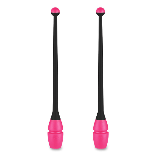 Булавы для худ. гимнастики INDIGO, 41 см, пластик, каучук, в компл. 2шт, черно-розов.