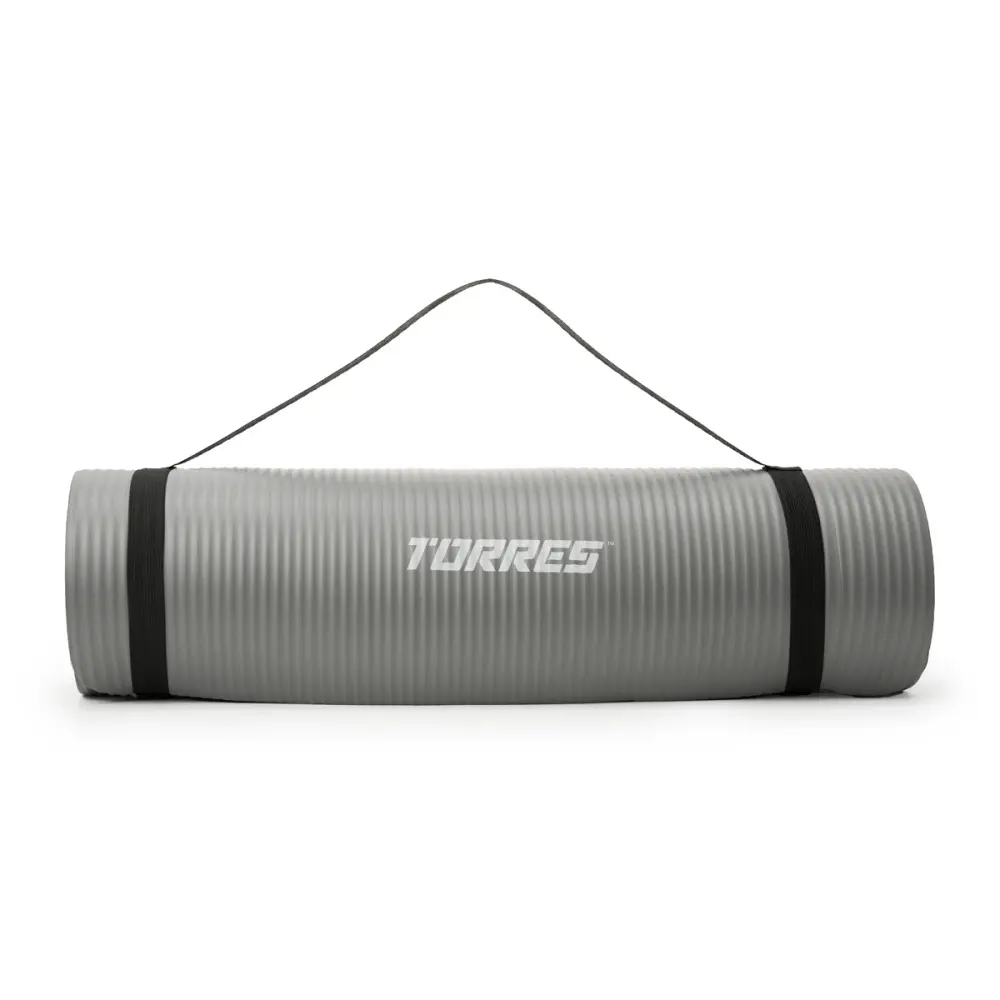 Коврик для йоги TORRES SOFT, каучук 1,2 см, серый, Толщина коврика 12 мм
