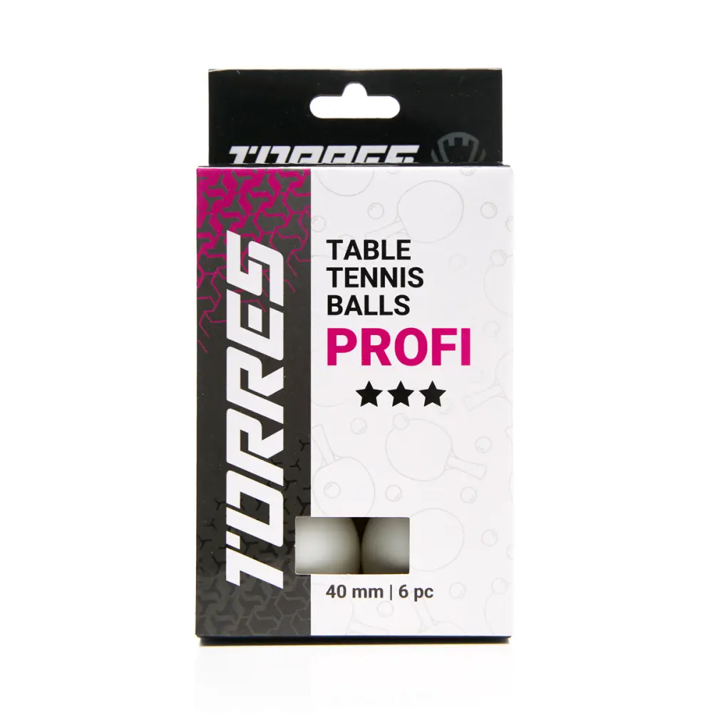 Мяч для настол. тенниса TORRES Profi 3*, арт.TT21012, диам. 40 мм, цвет белый, в упаковке 6 шт.