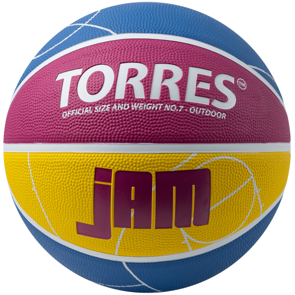 Мяч баск. любит. "TORRES Slam" арт.B02067, р.7, износостойкая резина, нейлоновый корд, бутиловая камера, бежево-бордово-оранжевый