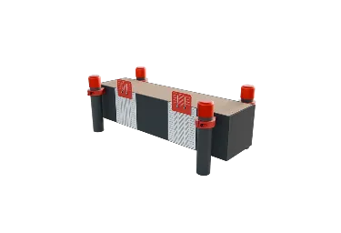 Горизонтальная гимнастическая скамья, к которой прикреплены две раздвижные антивандальные измерительные линейки с диапазоном измерения от «+35» до «-10» см, для выполнения испытания «Наклон вперед из положения стоя на гимнастической скамье»