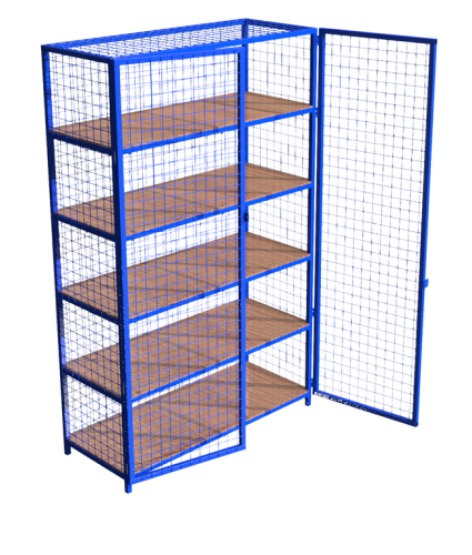 Стеллаж для спортивного инвентаря закрытого типа 1230х500х2000, 5 полок