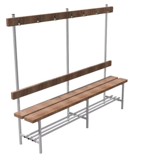 Скамья для раздевалок односторонняя с вешалкой 1,5хh1,6(0,46)х0,4м