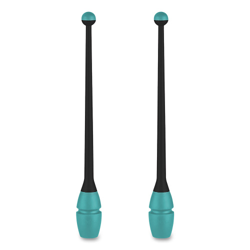 Булавы для худ. гимнастики INDIGO, 36 см, пластик, каучук, в компл. 2шт, черно-бирюзов