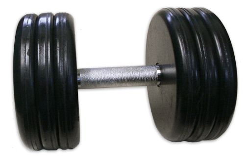 Гантель неразборная (классик) с вращающейся хромированной ручкой - чёрная, 31 кг