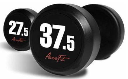 Набор обрезиненных гантелей AeroFit, 27.5-37.5 кг - 5 пар, шаг 2,5 кг
