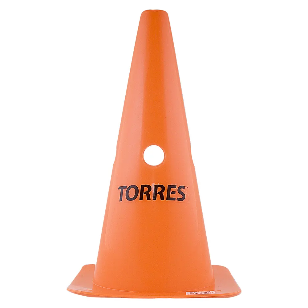 Конус тренировочный "TORRES" арт. TR1009, высота 30 см, с отверстиями для штанги TORRES, пластмасса, оранжевый