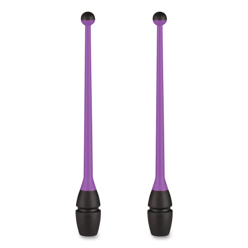 Булавы для худ. гимнастики INDIGO, 45 см, пластик, каучук, в компл. 2шт, фиолет-черный