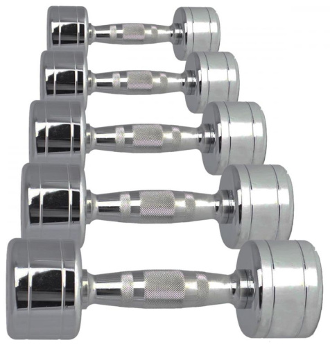 Набор хромированных гантелей AeroFit, 1-10 кг - 10 пар, шаг