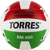 Мяч волейбольный TORRES BM400, любит.р.5, мягкая синт.кожа (термополиуретан)