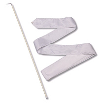 Лента гимнастическая с палочкой 56см, длина 6м, белый