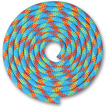 Скакалка гимнастическая INDIGO, утяжеленная, длина 3м, шнур, голубо-кораллово-лимон