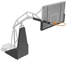 Стойка баскетбольная мобильная складная с выносом 2,25м с гидроподьемом стрелы с противовесами