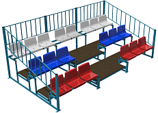 Трибуна трехрядная 20 мест с ограждениями сзади и по бокам