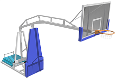Стойка баскетбольная мобильная складная с выносом 3,25м с гидроподъемом стрелы  