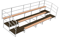 Трибуна трехрядная 28 мест с ограждениями сзади и по бокам, сиденья деревянные