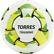 Мяч футб. "TORRES Training", р.4, 32 панели. PU, 4 подкл. слоя, ручная сшивка, бело-зел-сер