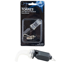 Свисток пластиковый без шарика "TORRES", арт.SS1026, шнурок с карабином в комплекте, черный 