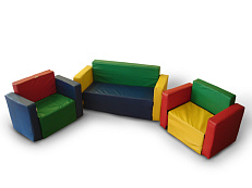 Игровая мебель разборная - Уют (диван 1х0,4хh0,5м + 2кресла 0,65х0,4хh0,5м)