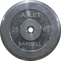 Диск обрезиненный, чёрного цвета, 31 мм, 25 кг  Atlet