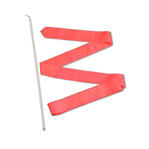 Лента гимнастическая с палочкой 56см, длина 6м, Коралловый