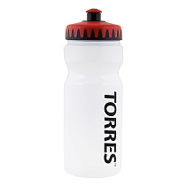 Бутылка для воды "TORRES", арт. SS1027, 550 мл, гипоаллергенный пластик, мягкий и эргономичный корпус, безопасная непроливающаяся крышка, прозрачная, красно-черная крышка