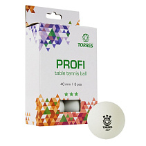 Мяч для настол. тенниса TORRES Profi 3*, арт.TT21012, диам. 40 мм, цвет белый, в упаковке 6 шт.