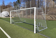 Ворота футбольные юношеские 5х2х2,0 алюминиевые профиль 100х120мм c колесами, дуги и рама оцинкованные