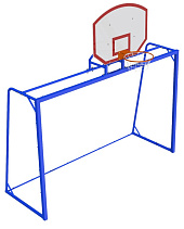Ворота гандбольные профиль 60х60мм без разметки с баскетбольным щитом, фермой, кольцом  h3,2х2,1х1,15м (компл.1шт)