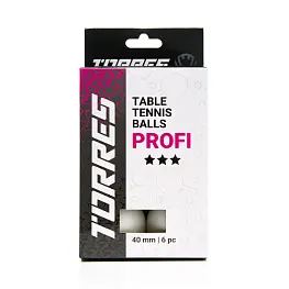 Мяч для настол. тенниса TORRES Profi 3*, арт.TT21012, диам. 40 мм, цвет белый, в упаковке 6 шт.