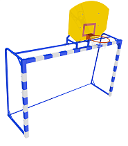 Ворота гандбольные профиль 80х80 с баскетбольным щитом, фермой, кольцом  h3,2х2,1х1,15м (компл.1шт)