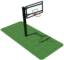 Баскетбольная стойка стационарная, 1 шт. (в комплекте с амортизационным кольцом и сеткой) вынос 1,5м, профиль 200х200мм