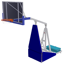 Стойка баскетбольная мобильная складная игровая с выносом 1,65м с электроподьемом стрелы 