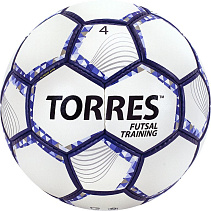 Мяч футзал. "TORRES Futsal Training" , р.4, 32 панели. PU, 4 подкл. слоя, бело-черно-серебр				