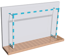 Ворота для гандбола и минифутбола пристенные (3,0х2,0х0,5м) без сетки на колесиках, складные