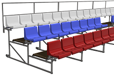 Трибуна трехрядная 170 мест мобильная (пластик.сиденья триколор)
