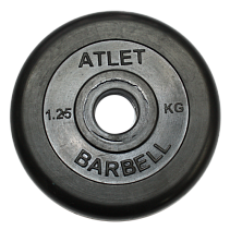 Диск обрезиненный, чёрного цвета, 31 мм, 1,25 кг  Atlet