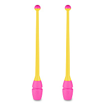 Булавы для худ. гимнастики INDIGO, 45 см, пластик, каучук, в компл. 2шт, желто-роз