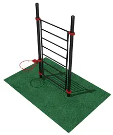 Гимнастический снаряд "Шведская стенка", оснащенный
баскетбольным кольцом с сеткой диаметром 18 дюймов (46 см)