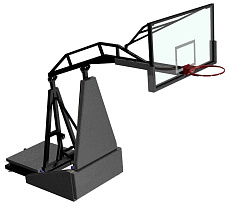 Стойка баскетбольная мобильная складная с выносом 2,25м с электроподьемом стрелы профессиональная