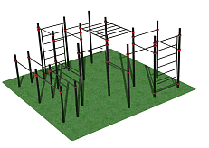 Уличный комплекс для воркаута из турников, шведских стенок и брусьев столб 89мм
