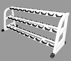 Стойка для хранения профессиональных гантелей на 15 пар трехъярусная