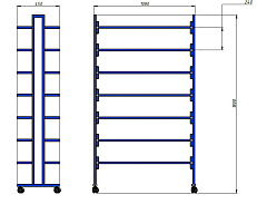 Стеллаж для хранения мячей на колесах 180*108*45 см 7 полок двойных