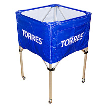 Тележка для мячей "TORRES" на 25-30 шт., арт.SS11022, дл. 67 см, глуб. 45 см, выс.103 см, складная, с карманом, алюминий, нейлон, сине-белая