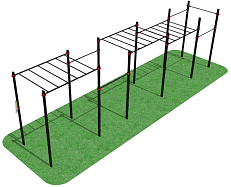 Классический трехуровневый рукоход с турниками овал