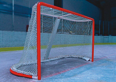Сетка для хоккейных ворот нить 3,5 мм, a: 1,85 м (длина), b: 1,25 м (высота), c:0,50 м (глубина по верху), d: 1,15 м (глубина по низу), ячейка: безузловая, четырехугольная 40х40 мм, полипропилен белый