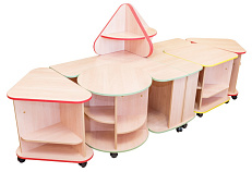Дидактический набор мебели Земляничка:    стол дидактический  (круг) -1шт.                                                                 стол дидактический  (квадрат, треугольник) -1шт. стол Круг -1шт. стол Квадрат-1шт. стол Треугольник-1шт