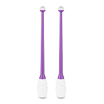 Булавы для худ. гимнастики INDIGO, 36 см, пластик, каучук, в компл. 2шт, фиолетово-бел